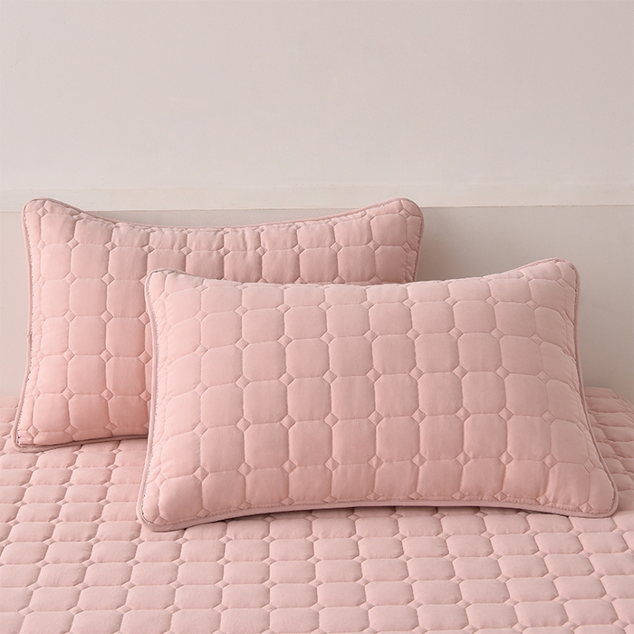 91家纺网 家纺一手货源 找家纺 优品惠 2025新款A类原棉夹棉床笠系列 粉色