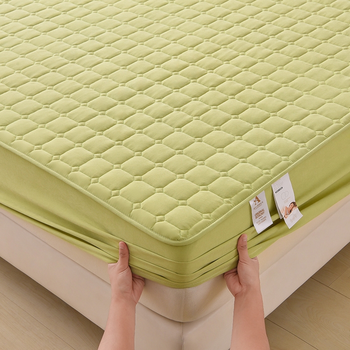 91家纺网 家纺一手货源 找家纺 优品惠 2025新款A类原棉夹棉床笠系列 绿色