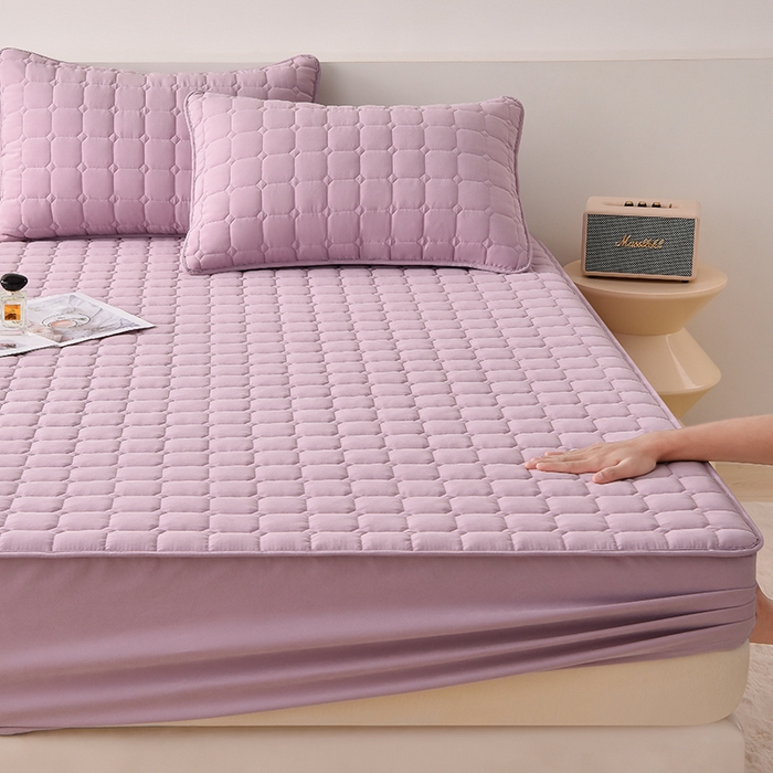 91家纺网 家纺一手货源 找家纺 优品惠 2025新款A类原棉夹棉床笠系列 紫色