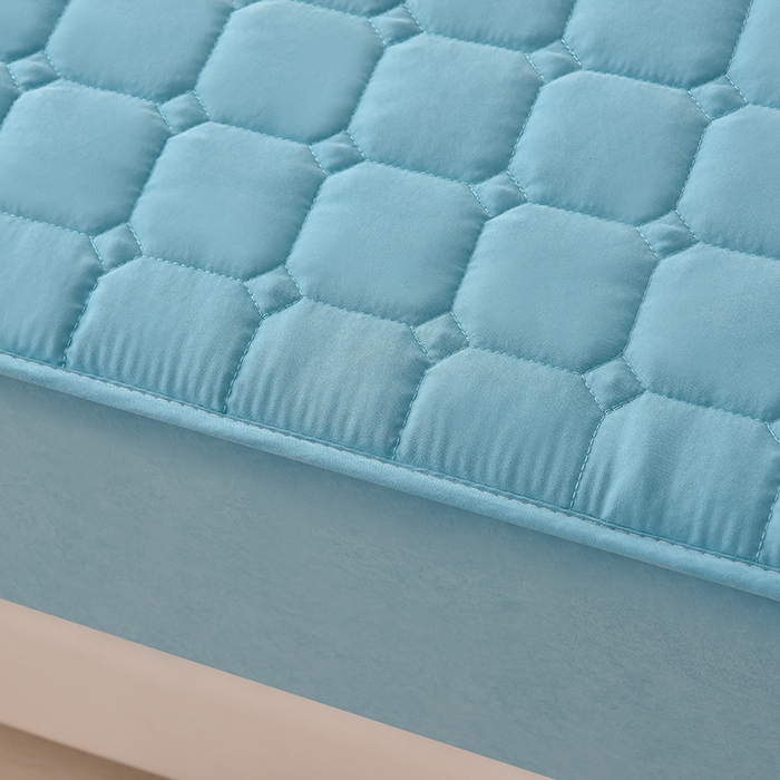 91家纺网 家纺一手货源 找家纺 优品惠 2025新款A类原棉夹棉床笠系列 天蓝