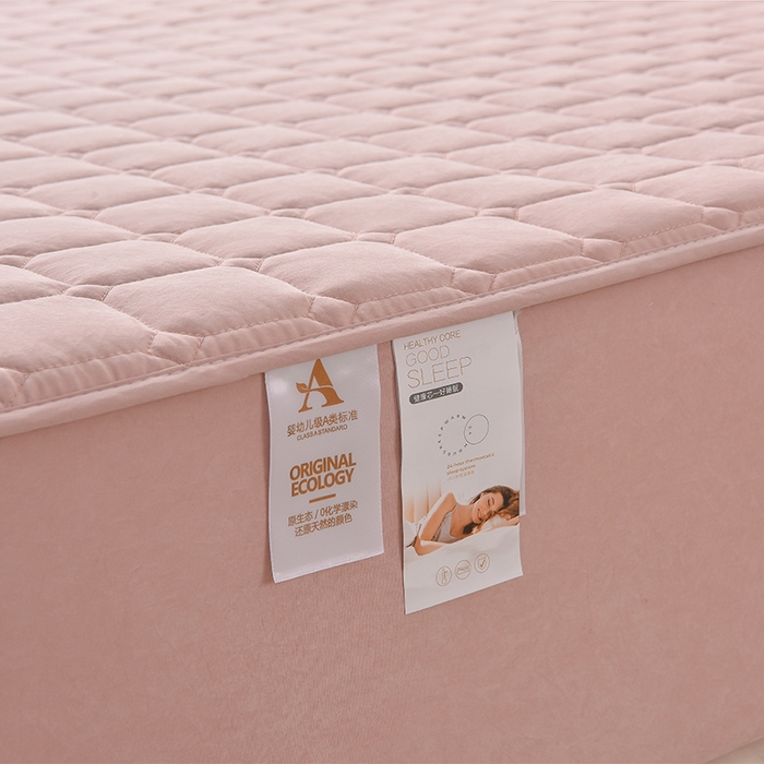 91家纺网 家纺一手货源 找家纺 优品惠 2025新款A类原棉夹棉床笠系列 粉色