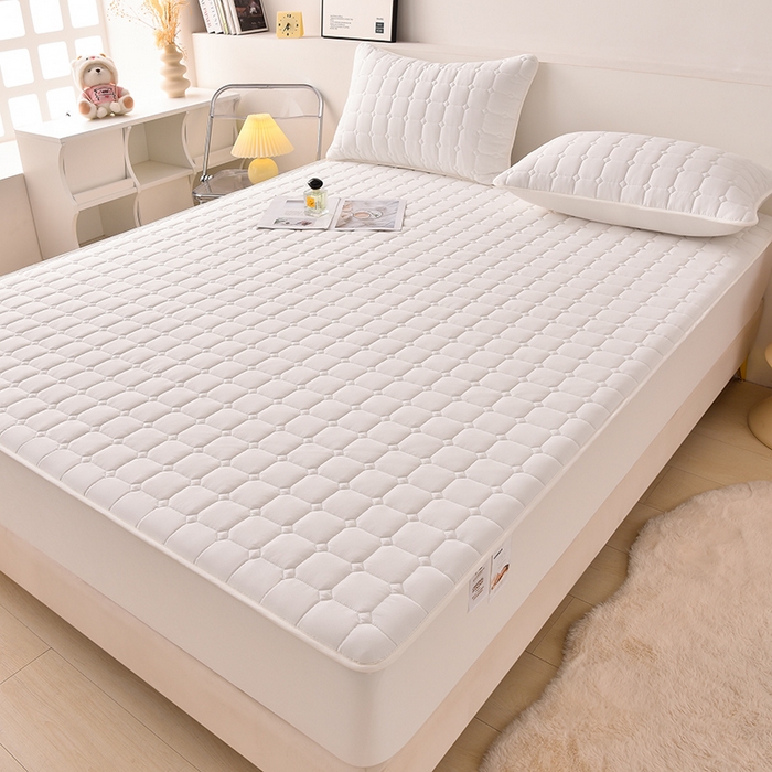 91家纺网 家纺一手货源 找家纺 优品惠 2025新款A类原棉夹棉床笠系列 米白