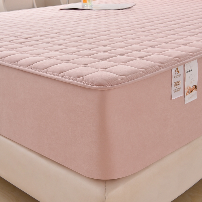 91家纺网 家纺一手货源 找家纺 优品惠 2025新款A类原棉夹棉床笠系列 粉色