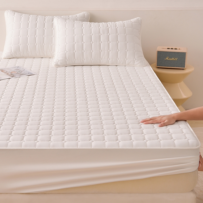 91家纺网 家纺一手货源 找家纺 优品惠 2025新款A类原棉夹棉床笠系列 米白