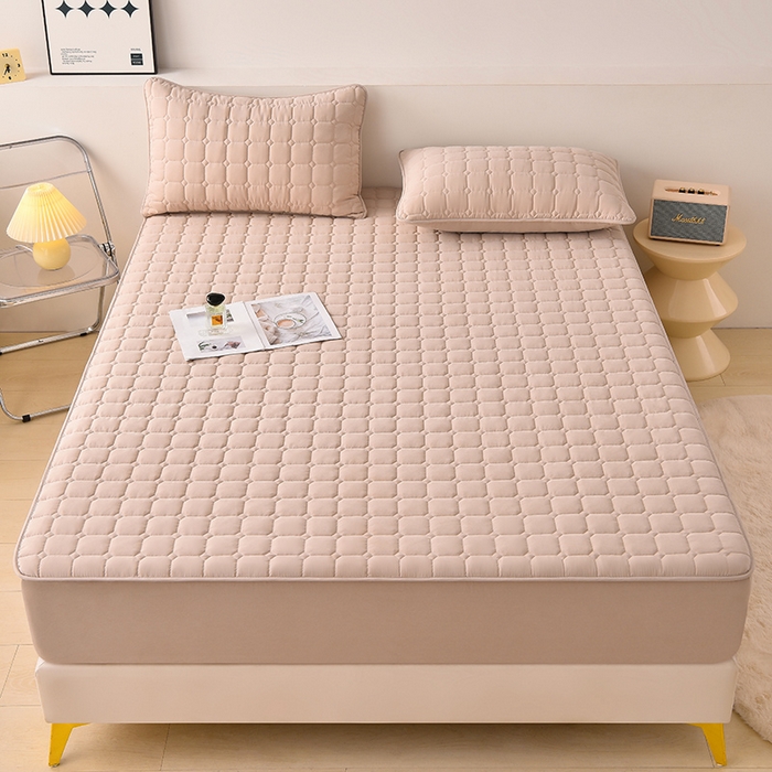 91家纺网 家纺一手货源 找家纺 优品惠 2025新款A类原棉夹棉床笠系列 卡其