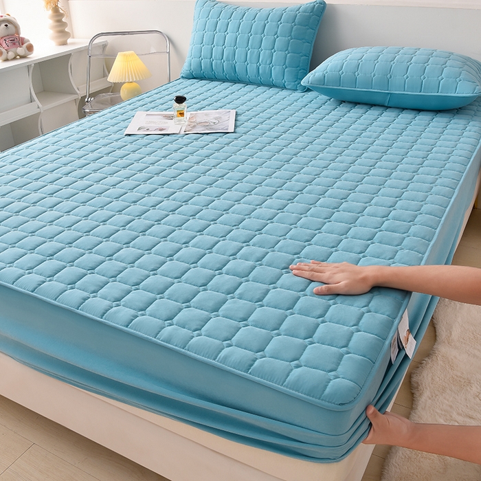 优品惠 2025新款A类原棉夹棉床笠系列 天蓝