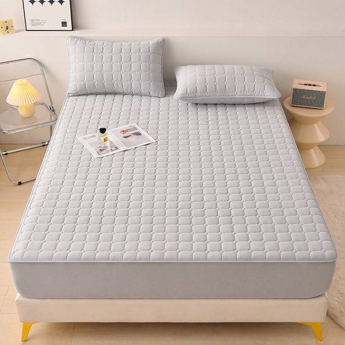 91家纺网 家纺一手货源 找家纺 优品惠 2025新款A类原棉夹棉床笠系列 浅灰