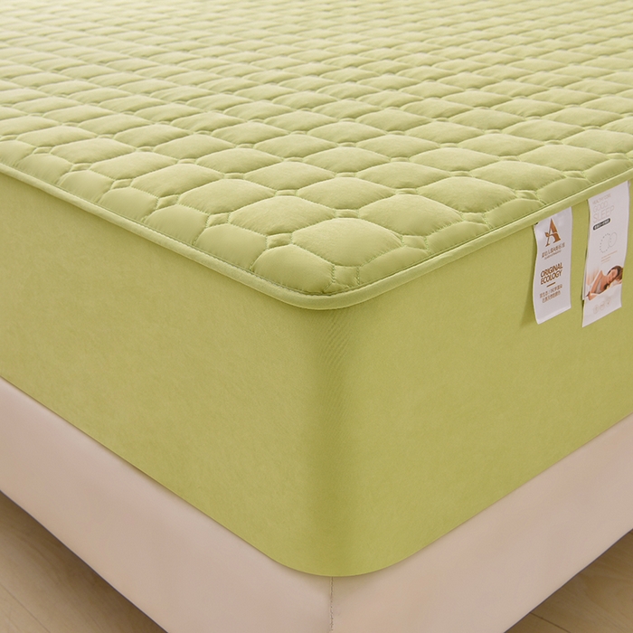 91家纺网 家纺一手货源 找家纺 优品惠 2025新款A类原棉夹棉床笠系列 绿色