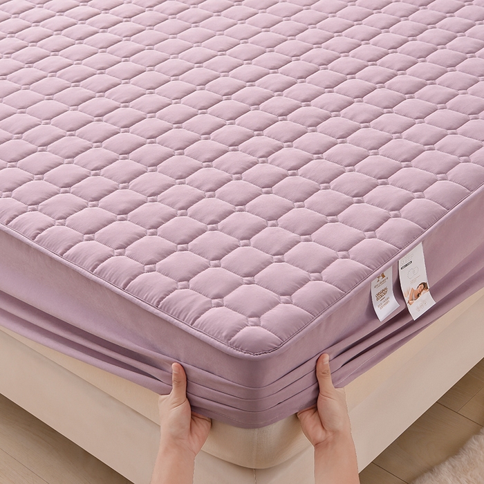 91家纺网 家纺一手货源 找家纺 优品惠 2025新款A类原棉夹棉床笠系列 紫色