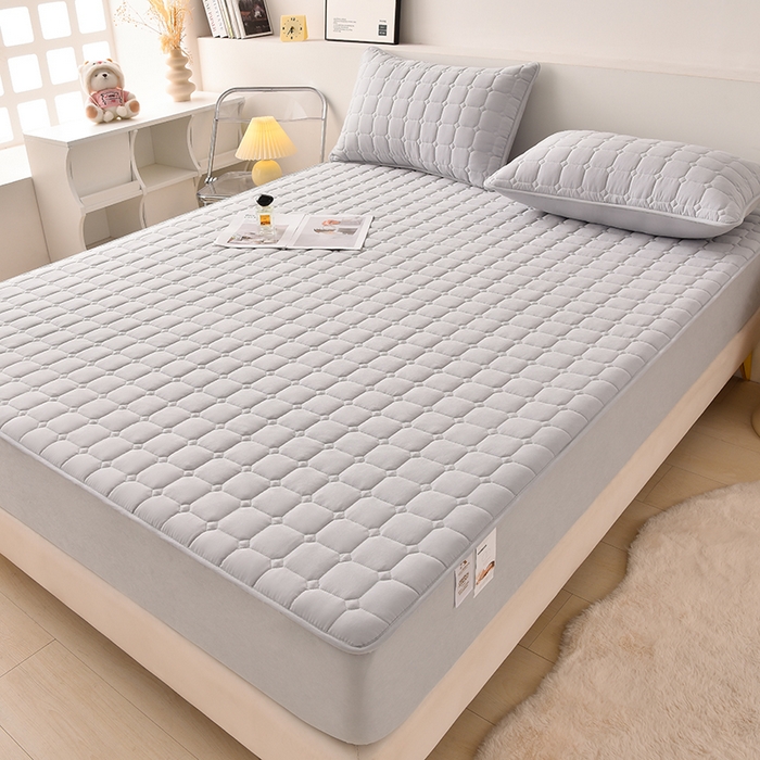 91家纺网 家纺一手货源 找家纺 优品惠 2025新款A类原棉夹棉床笠系列 浅灰