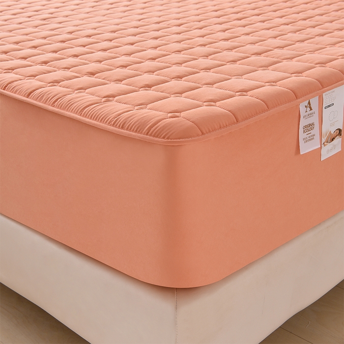 91家纺网 家纺一手货源 找家纺 优品惠 2025新款A类原棉夹棉床笠系列 橘色