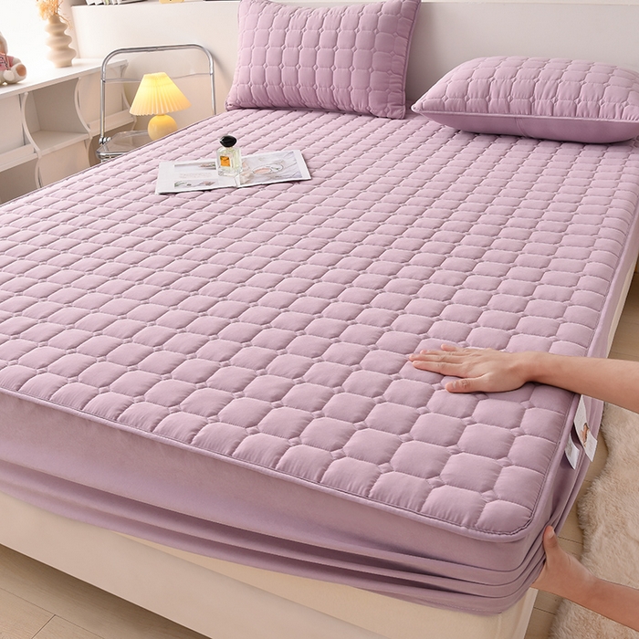 优品惠 2025新款A类原棉夹棉床笠系列 紫色