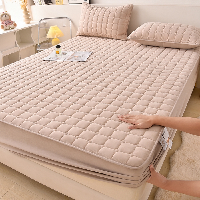 优品惠 2025新款A类原棉夹棉床笠系列 卡其