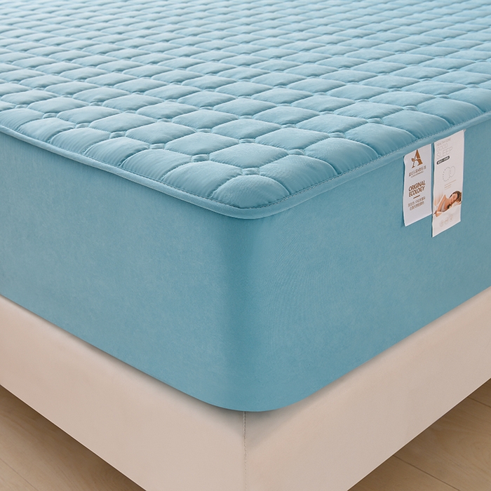 91家纺网 家纺一手货源 找家纺 优品惠 2025新款A类原棉夹棉床笠系列 天蓝