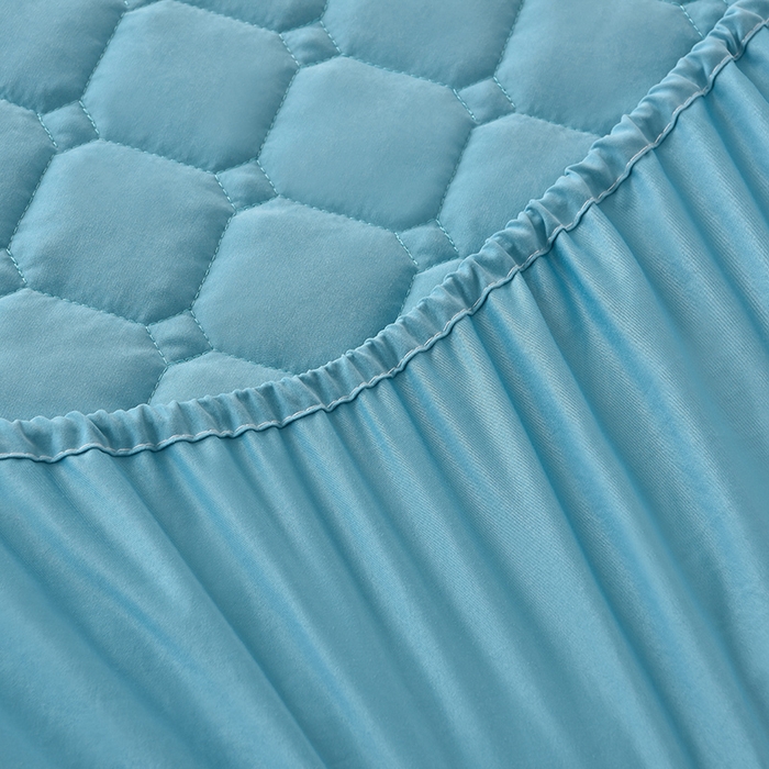 91家纺网 家纺一手货源 找家纺 优品惠 2025新款A类原棉夹棉床笠系列 天蓝