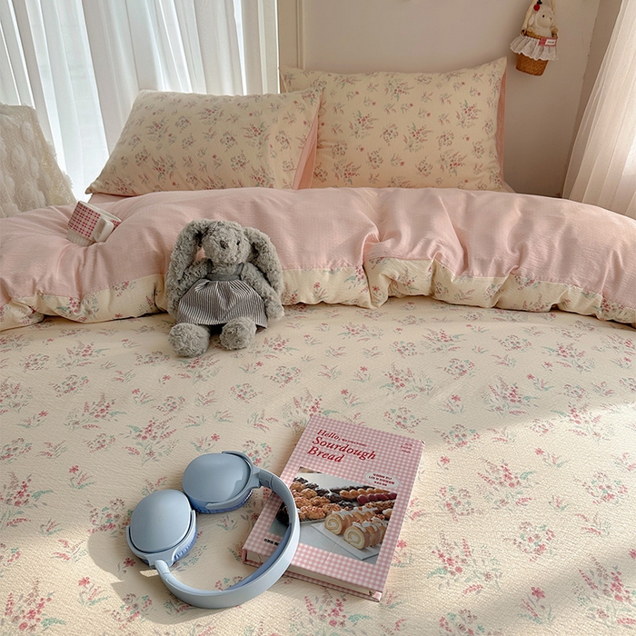 91家纺网 家纺一手货源 找家纺 （总）星禾优选 2025新款全新热款敲可爱的奶呼呼云感双层纱简约四件套系列（提供买家秀）