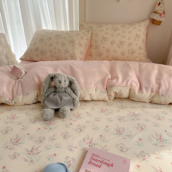 91家纺网 家纺一手货源 找家纺 （总）星禾优选 2025新款全新热款敲可爱的奶呼呼云感双层纱简约四件套系列（提供买家秀）