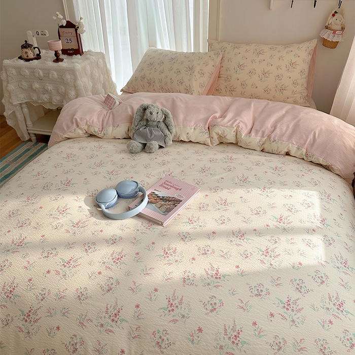 91家纺网 家纺一手货源 找家纺 （总）星禾优选 2025新款全新热款敲可爱的奶呼呼云感双层纱简约四件套系列（提供买家秀）