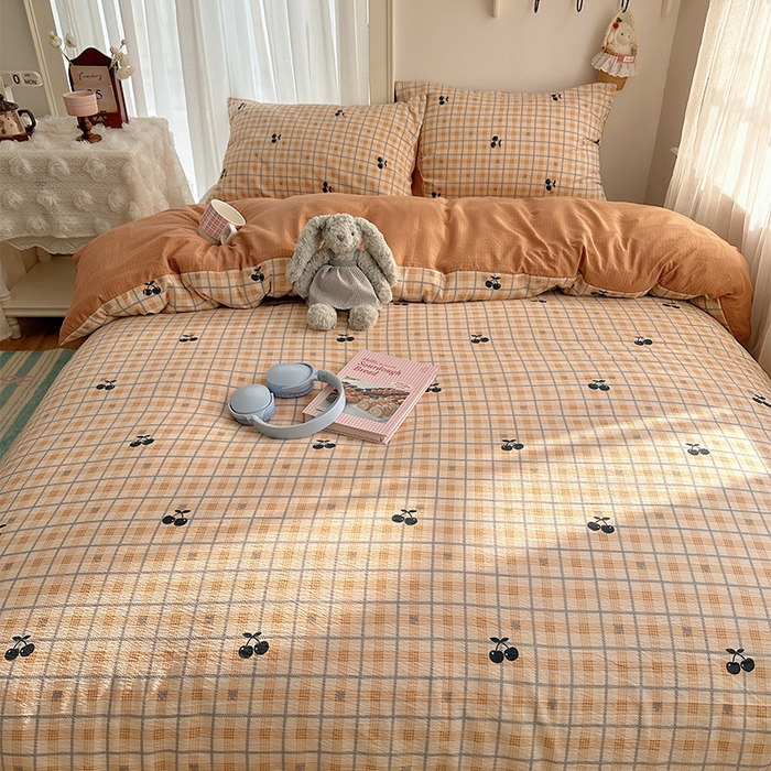 91家纺网 家纺一手货源 找家纺 星禾优选 2025新款全新热款敲可爱的奶呼呼云感双层纱简约四件套系列（提供买家秀） 焦糖樱桃