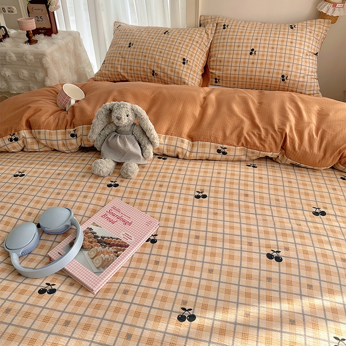 91家纺网 家纺一手货源 找家纺 星禾优选 2025新款全新热款敲可爱的奶呼呼云感双层纱简约四件套系列（提供买家秀） 焦糖樱桃