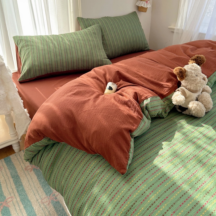 91家纺网 家纺一手货源 找家纺 星禾优选 2025新款全新热款敲可爱的奶呼呼云感双层纱简约四件套系列（提供买家秀） 六子棋-绿