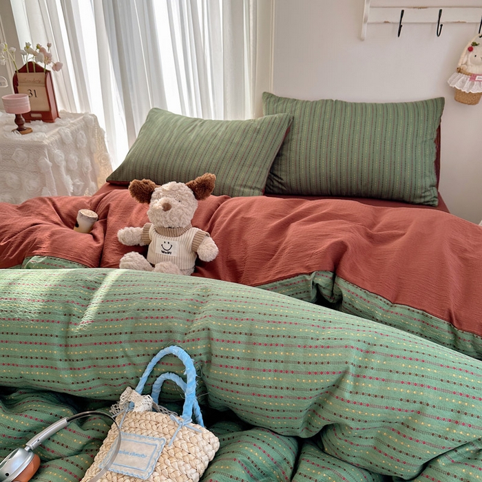 91家纺网 家纺一手货源 找家纺 星禾优选 2025新款全新热款敲可爱的奶呼呼云感双层纱简约四件套系列（提供买家秀） 六子棋-绿