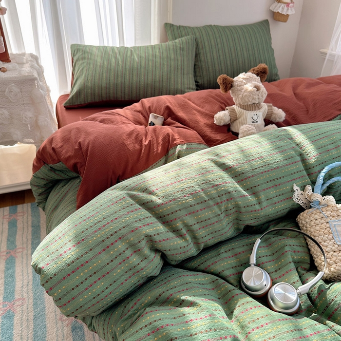 91家纺网 家纺一手货源 找家纺 星禾优选 2025新款全新热款敲可爱的奶呼呼云感双层纱简约四件套系列（提供买家秀） 六子棋-绿