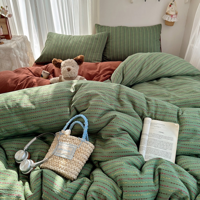 91家纺网 家纺一手货源 找家纺 星禾优选 2025新款全新热款敲可爱的奶呼呼云感双层纱简约四件套系列（提供买家秀） 六子棋-绿