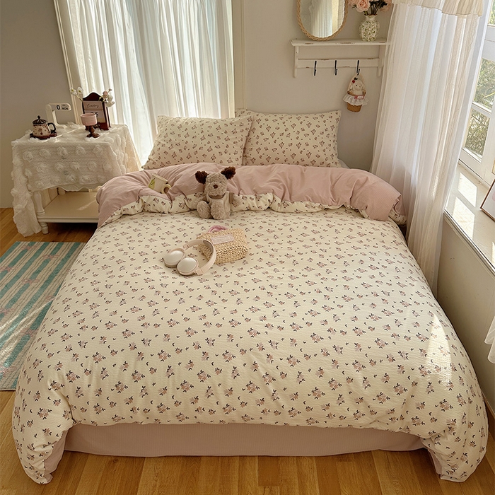 91家纺网 家纺一手货源 找家纺 星禾优选 2025新款全新热款敲可爱的奶呼呼云感双层纱简约四件套系列（提供买家秀） 苏瑾