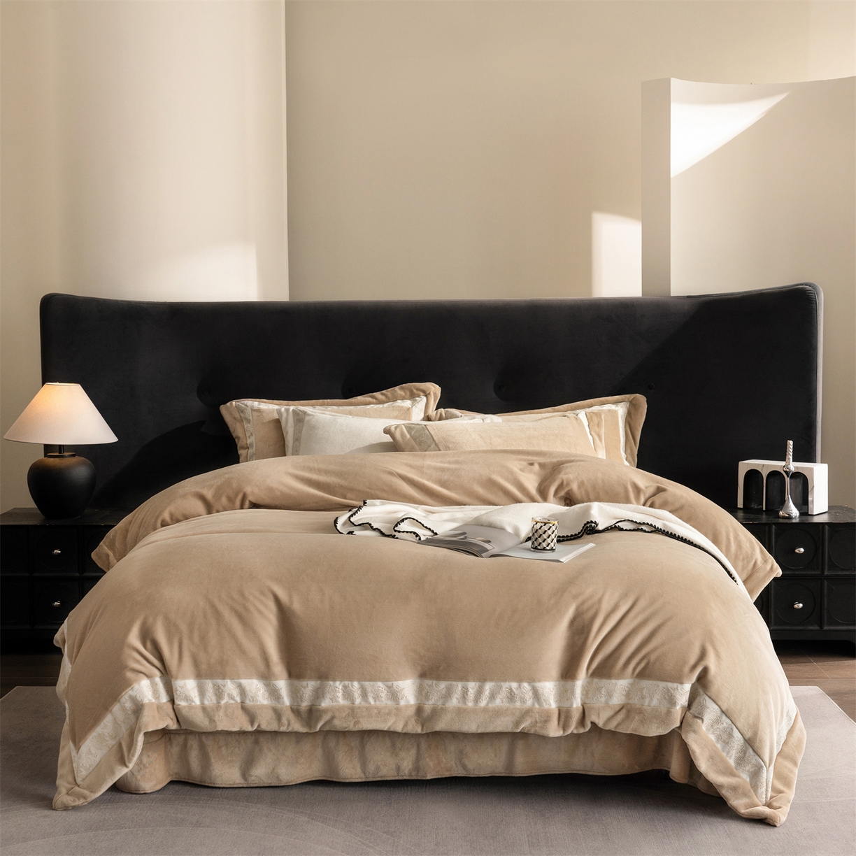 91家纺网 家纺一手货源 找家纺 时亿 20225新款高克重270g奶芙绒系列--知岚 知岚--卡其