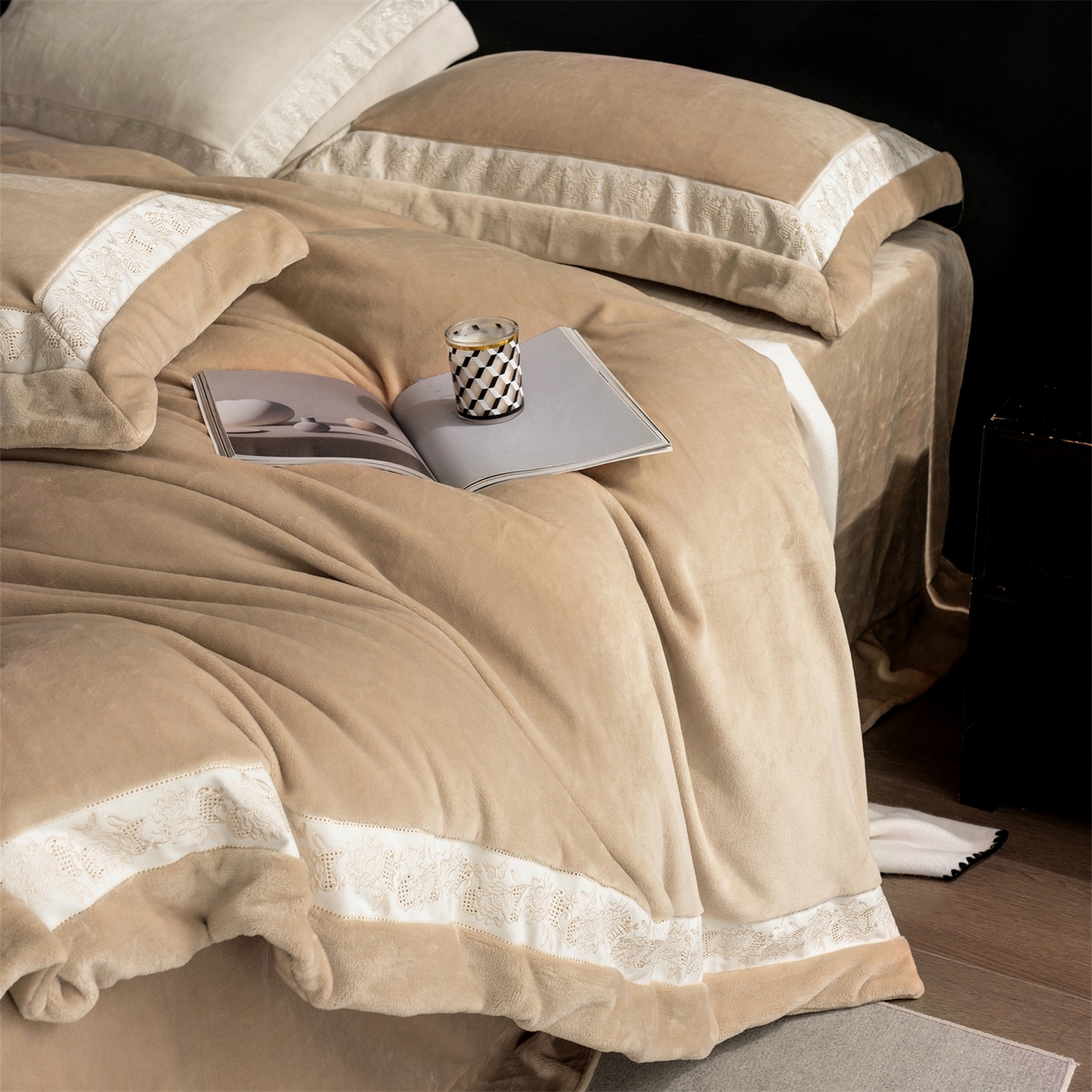 91家纺网 家纺一手货源 找家纺 时亿 20225新款高克重270g奶芙绒系列--知岚 知岚--卡其