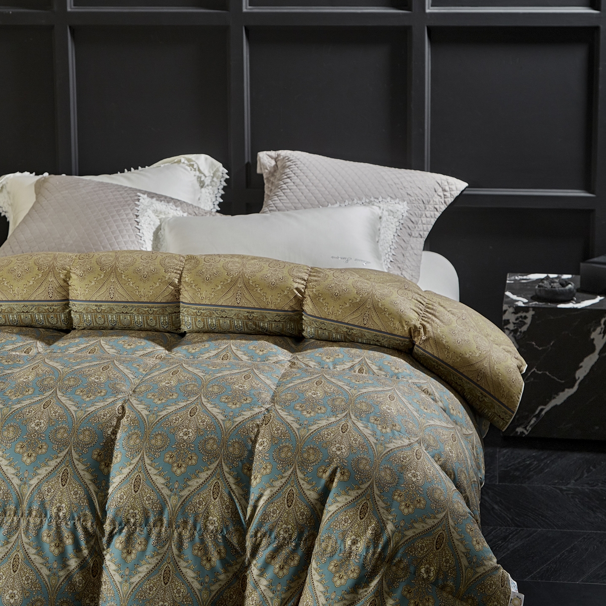 暖羽屋羽绒馆 2025新款绒子含量95羽绒被国标95白鸭绒被芯 白鸭绒被子2.2米 双人春秋冬被 恒运莱 金-角度一