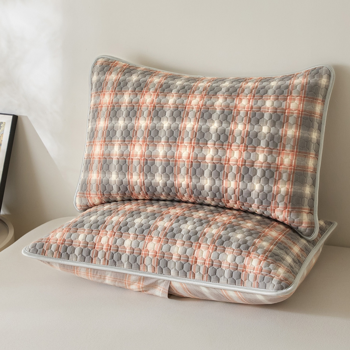 91家纺网 家纺一手货源 找家纺 芬晴家纺 2025新款全棉色织棉花枕套 本色