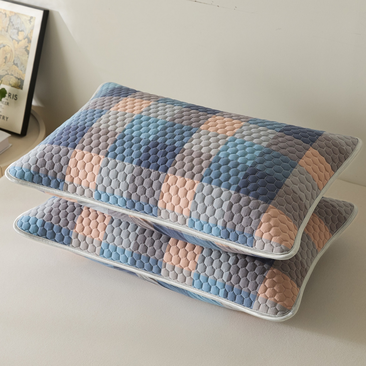 91家纺网 家纺一手货源 找家纺 芬晴家纺 2025新款全棉色织棉花枕套 诺卡