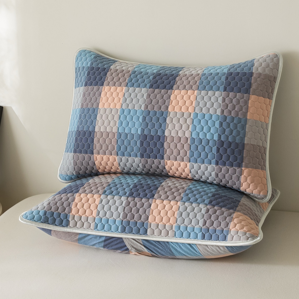 91家纺网 家纺一手货源 找家纺 芬晴家纺 2025新款全棉色织棉花枕套 诺卡