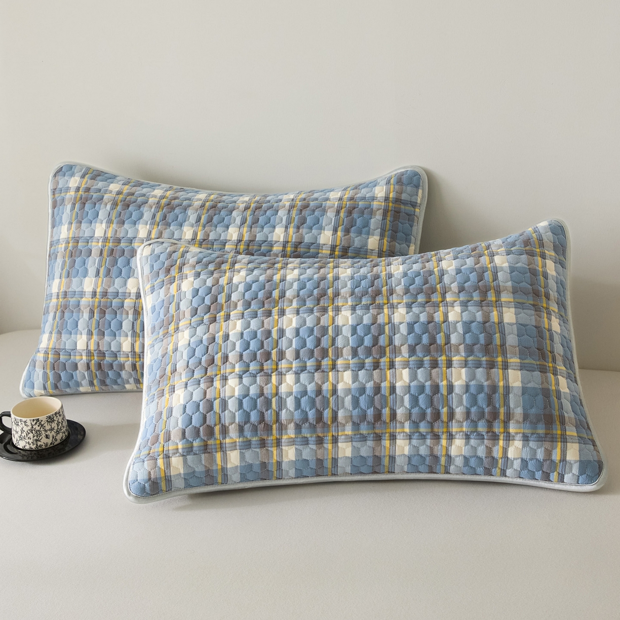 芬晴家纺 2025新款全棉色织棉花枕套 清风-兰