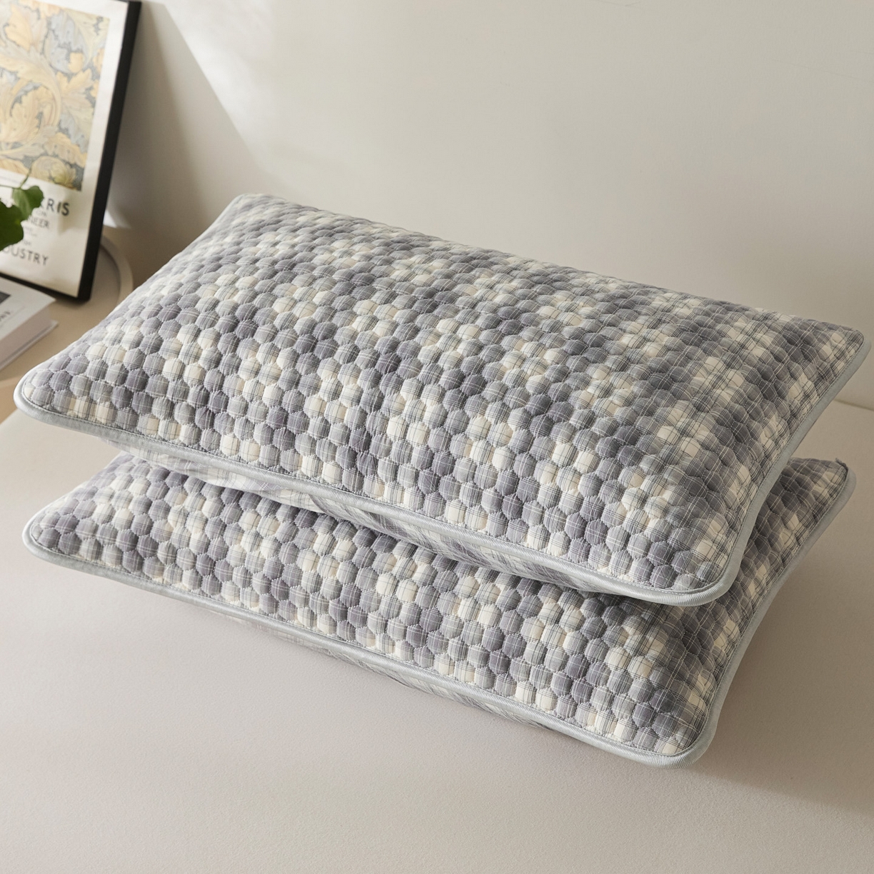 91家纺网 家纺一手货源 找家纺 芬晴家纺 2025新款全棉色织棉花枕套 日常