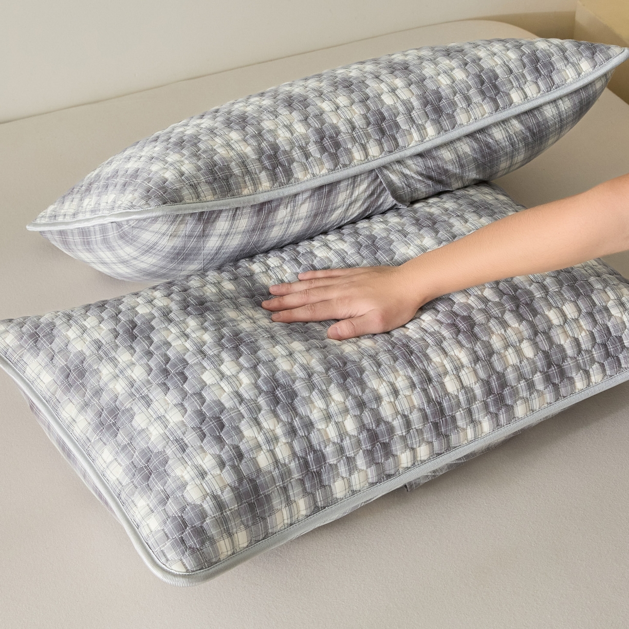 91家纺网 家纺一手货源 找家纺 芬晴家纺 2025新款全棉色织棉花枕套 日常