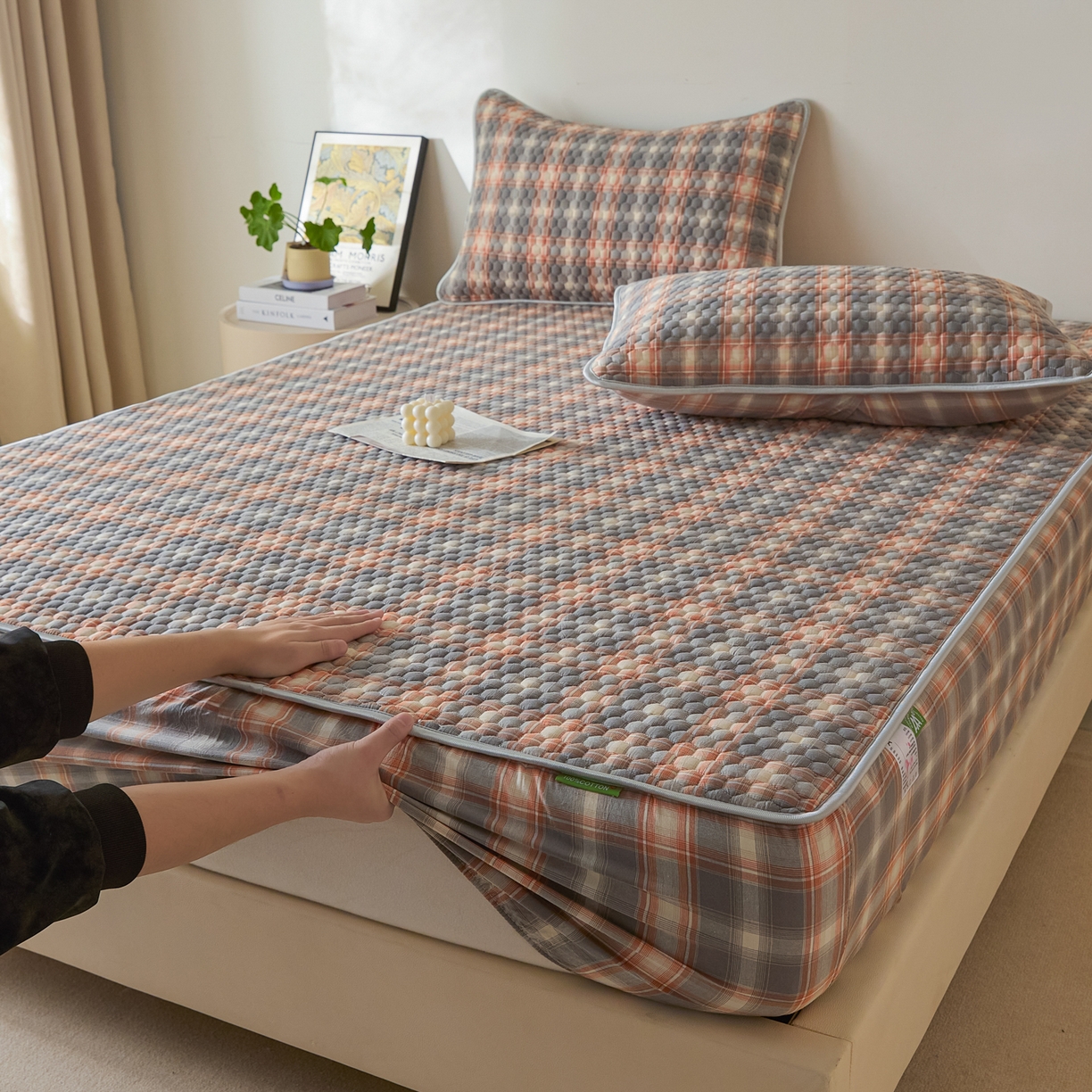 91家纺网 家纺一手货源 找家纺 （总）芬晴家纺 2025新款色织全棉棉花床笠