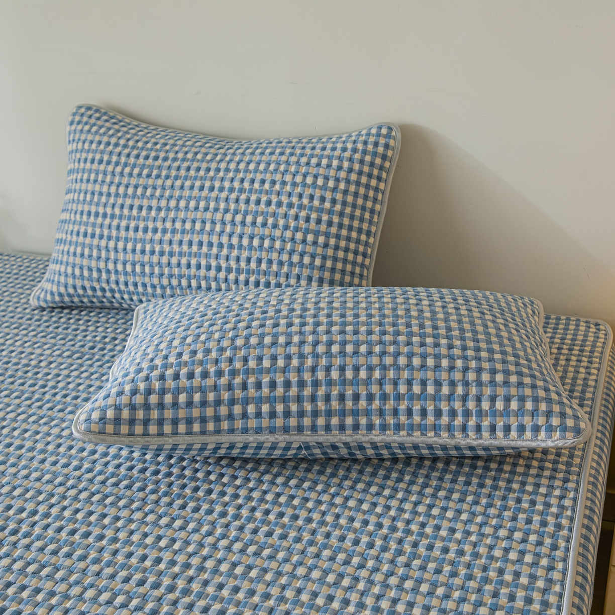 91家纺网 家纺一手货源 找家纺 芬晴家纺 2025新款色织全棉棉花床笠 经典格