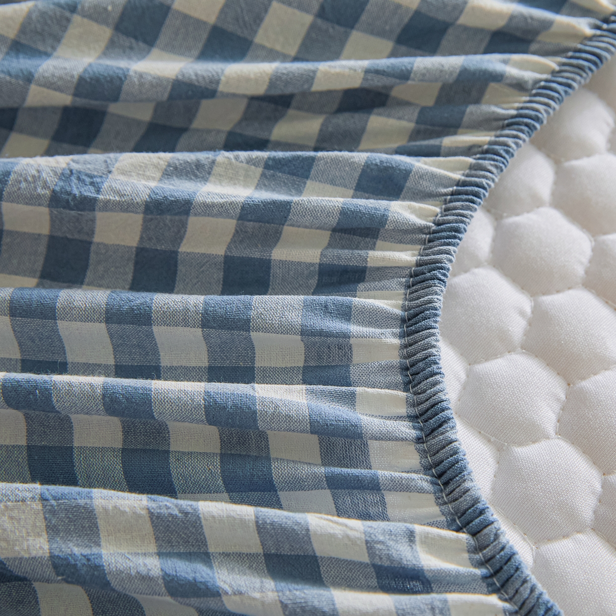 91家纺网 家纺一手货源 找家纺 芬晴家纺 2025新款色织全棉棉花床笠 经典格