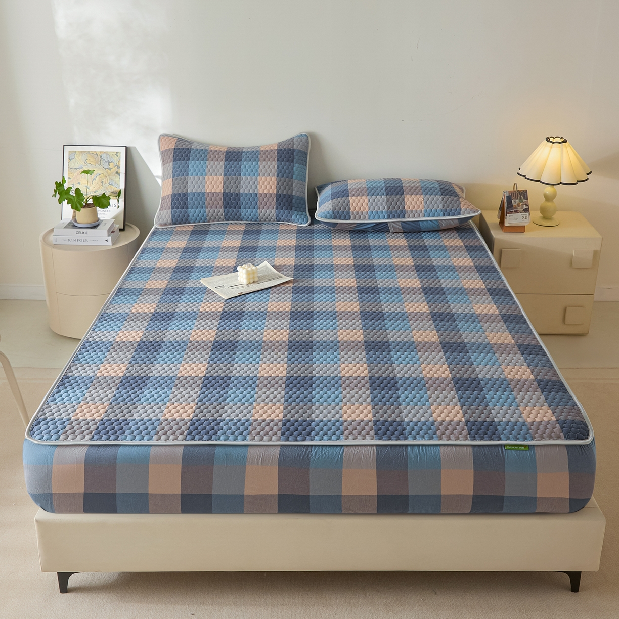 芬晴家纺 2025新款色织全棉棉花床笠 诺卡