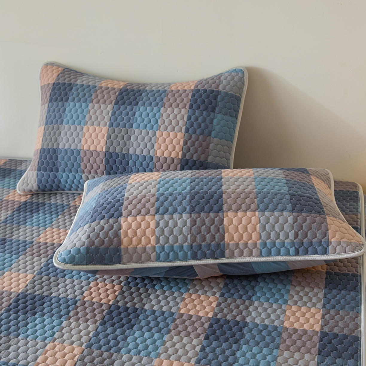 91家纺网 家纺一手货源 找家纺 芬晴家纺 2025新款色织全棉棉花床笠 诺卡