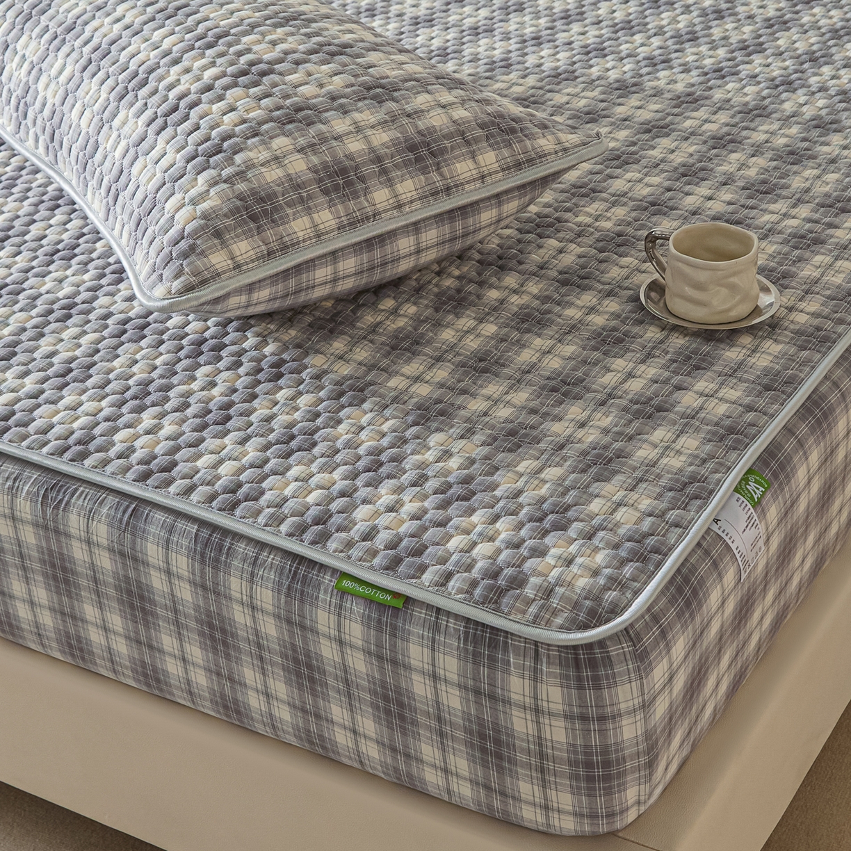 91家纺网 家纺一手货源 找家纺 芬晴家纺 2025新款色织全棉棉花床笠 日常