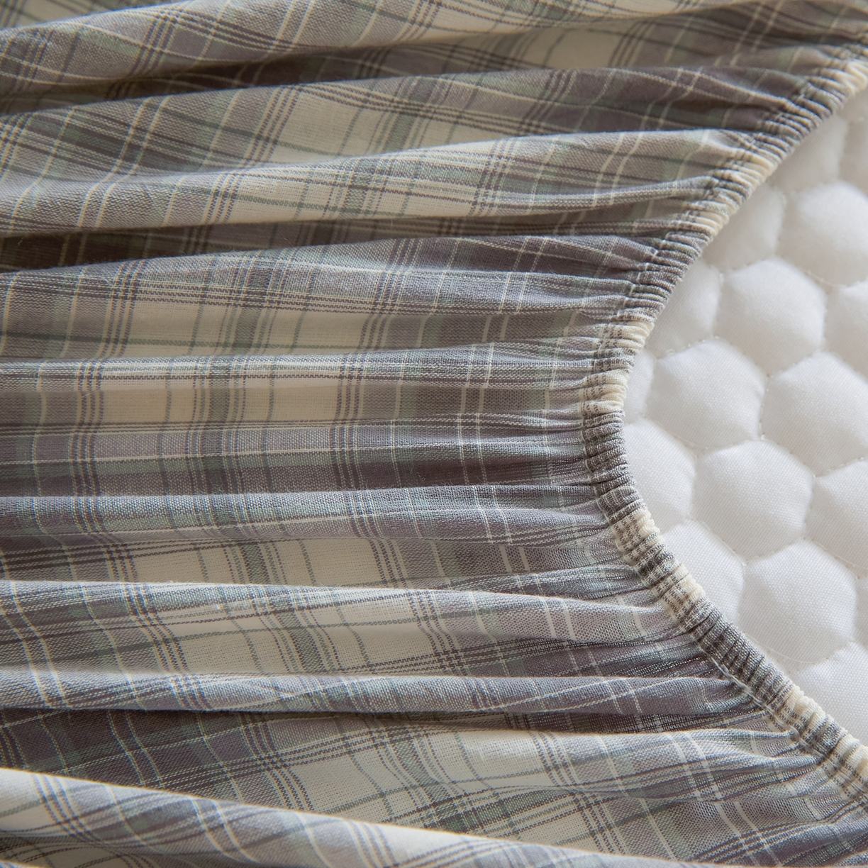 91家纺网 家纺一手货源 找家纺 芬晴家纺 2025新款色织全棉棉花床笠 日常