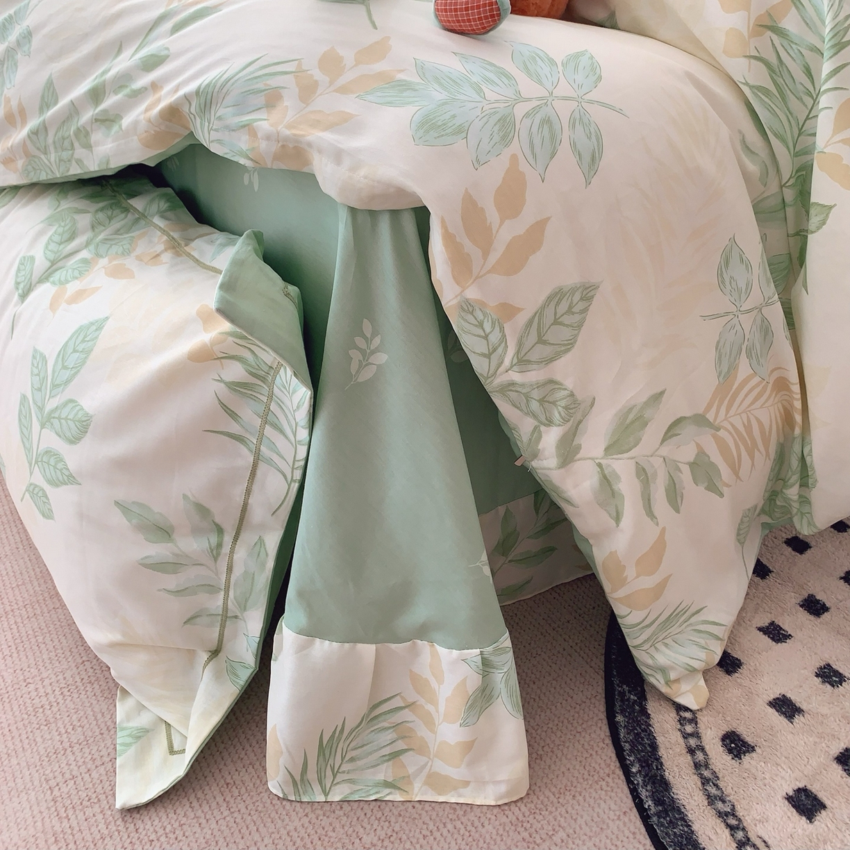 91家纺网 家纺一手货源 找家纺 莱豫家纺 2026新款全棉纯棉小清新印花四件套-第一波 东方树叶