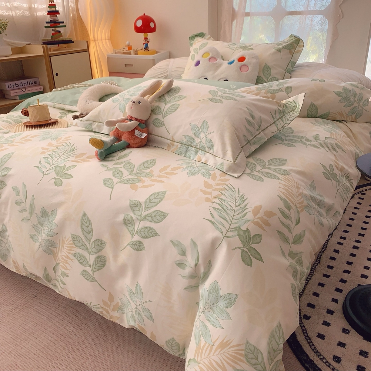 91家纺网 家纺一手货源 找家纺 莱豫家纺 2026新款全棉纯棉小清新印花四件套-第一波 东方树叶