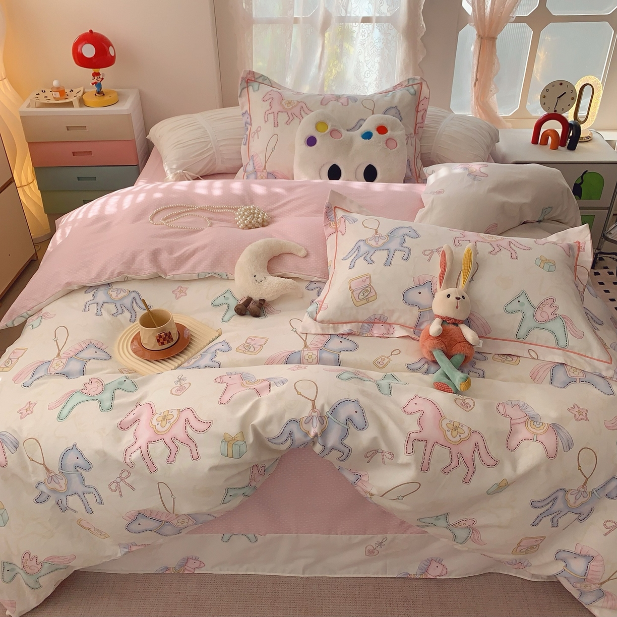 91家纺网 家纺一手货源 找家纺 莱豫家纺 2026新款全棉纯棉小清新印花四件套-第一波 飞马城堡