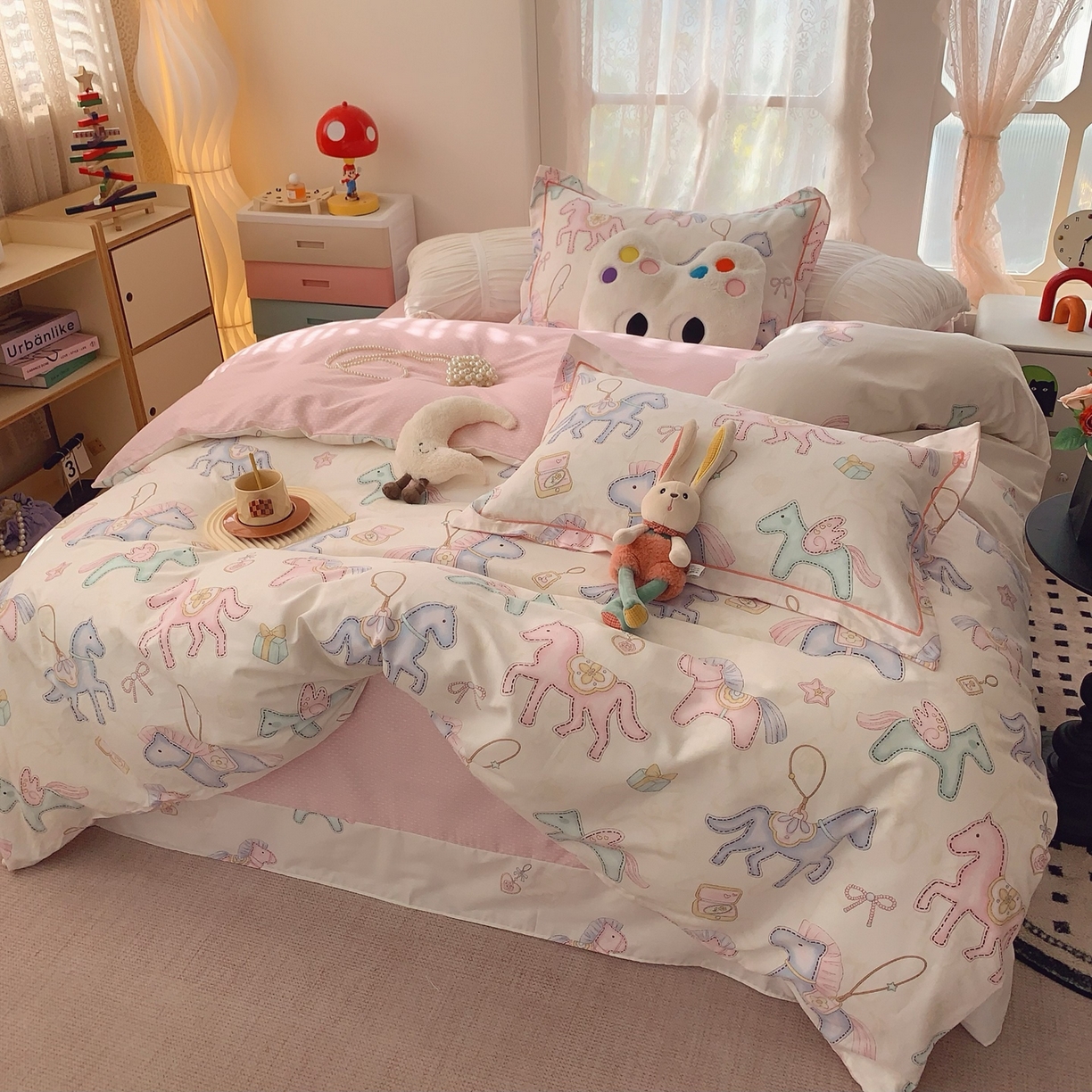 91家纺网 家纺一手货源 找家纺 莱豫家纺 2026新款全棉纯棉小清新印花四件套-第一波 飞马城堡