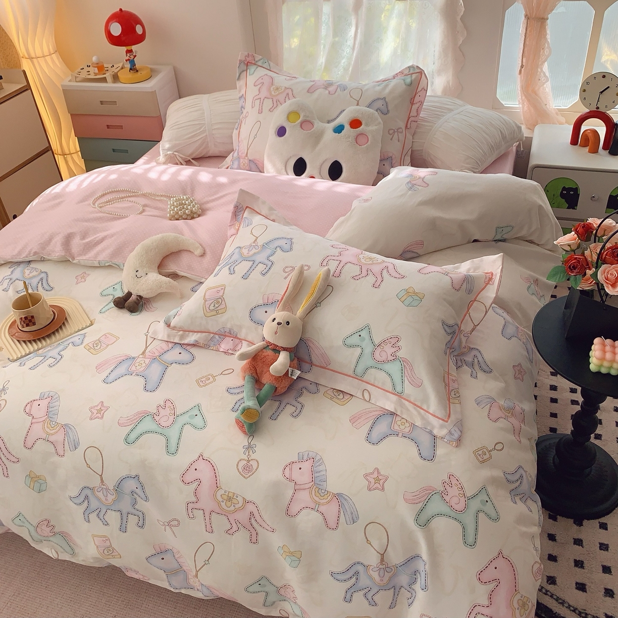 91家纺网 家纺一手货源 找家纺 莱豫家纺 2026新款全棉纯棉小清新印花四件套-第一波 飞马城堡